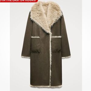 Zara Double-Sided Coat in Brown and Cream